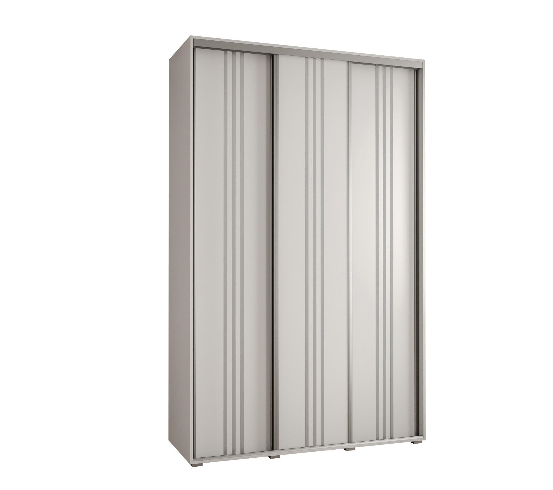 Abiks Möbel Schwebetürenschrank Weiß, Weiß, Silber 160x235x45 cm