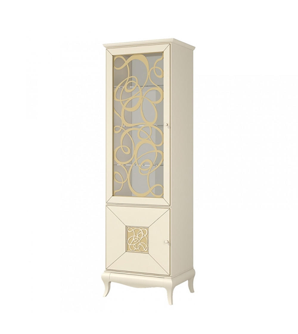 VITRINE Harmonie creme / gold 65 / 45 / 206cm - Goldfarben/Creme, Holz/Holzwerkstoff (65/206/45cm) - Feldmann-Wohnen