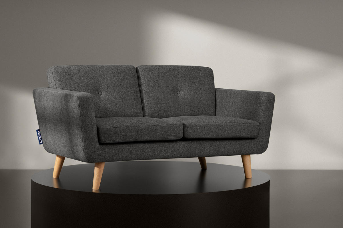 2-SITZER-SOFA TAGIO II mit Armlehnen, Graphit - Graphitfarben, Textil (88/80/153cm) - KONSIMO®