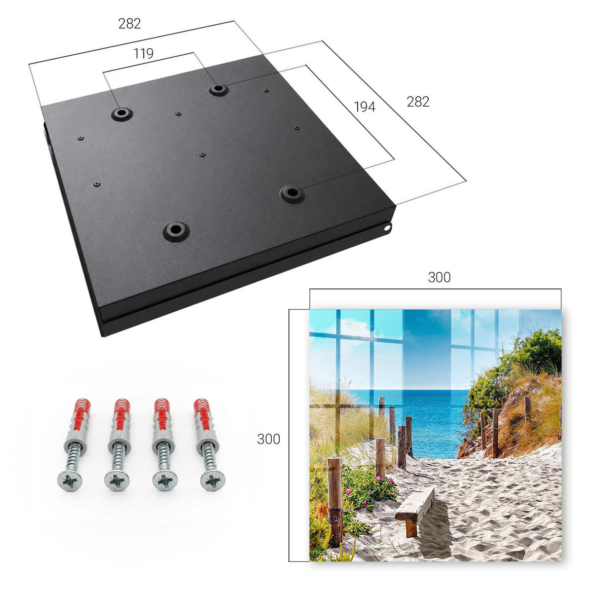SCHLÜSSELBOX Schwarz 30x30 cm- Türöffnung nach rechts - Küstenweg - Blau, Metall (30/30/5cm) - TULUP