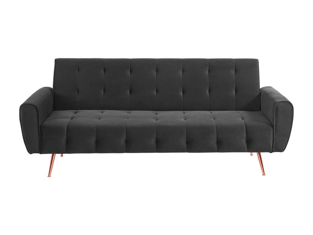 SCHLAFSOFA Klappsofa 3-Sitzer - Samt - Anthrazit - POLANI - Anthrazit, Textil (83/83/209cm) - Vente-Unique