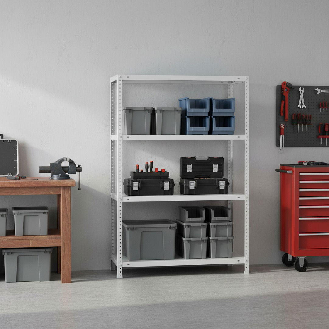 SCHRAUBREGAL PANDA MID | HxBxT 150x90x40cm | 4 Fachböden | Fachlast 75kg | Weiß - Weiß, Metall (90/150/40cm) - PROREGAL