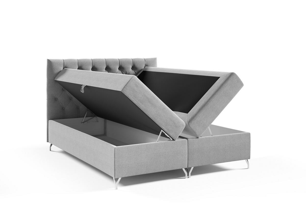 BOXBETT Palmeria 160/200 cm in Graphit – mit Bettkasten und Topper - Schwarz/Grau, Holz/Holzwerkstoff (160/200cm) - AX Living