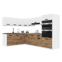 KÜCHENZEILE Italia 8 420 cm , mit Arbeitsplatten, Weiß-Goldbraun Matt - Weiß/Braun, Holz (420/143/60cm) - B BELINI GROUP
