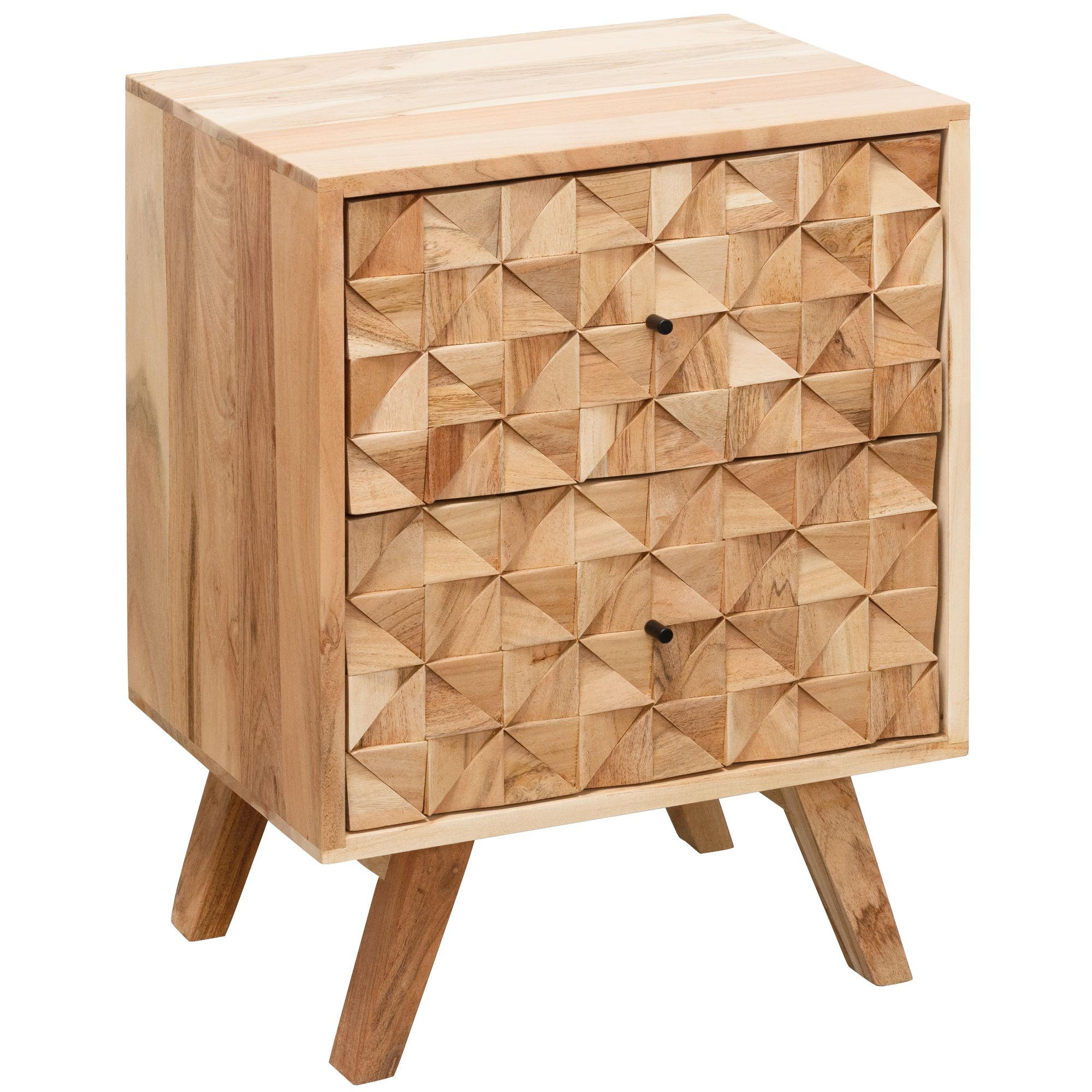 NACHTTISCH – Massivholz, 2 Schubladen, handgefertigt, moderner Landhausstil - Beige, Holz/Metall (44/61/35cm) - KADIMA DESIGN