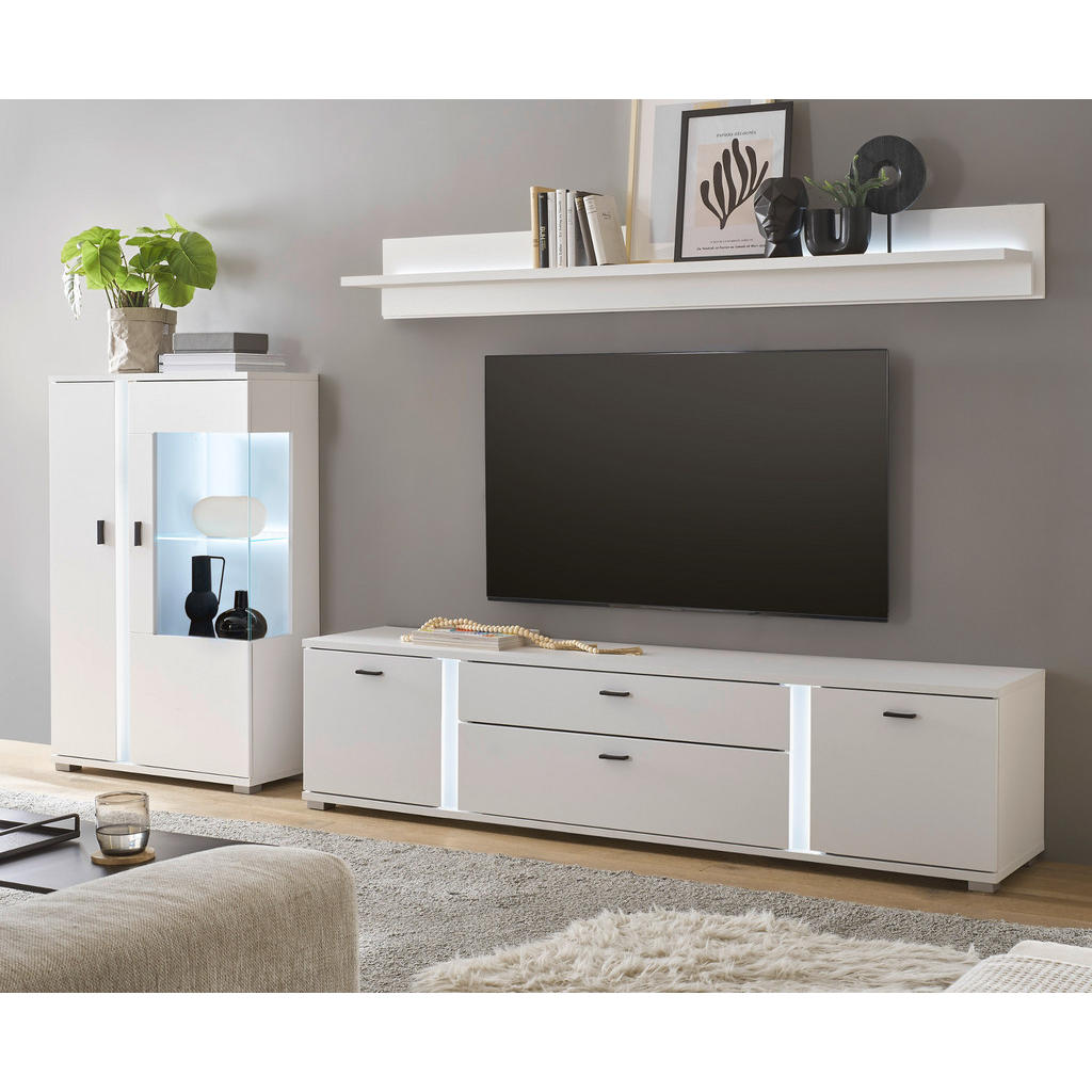 Thumbnail - Furn.Design Wohnwand, Weiß, Holzwerkstoff, Nachbildung, 290x170x42 cm, Wohnzimmer, Wohnwände, Anbauwände