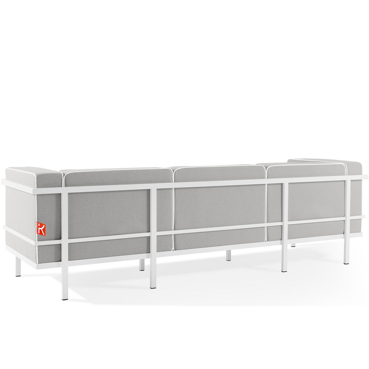 GARTENSOFA TRIGLO 3-Personen, Stahlrahmen, Modern, Weiß - Dunkelgrau/Weiß, Textil/Metall (229/70/69cm) - KONSIMO®