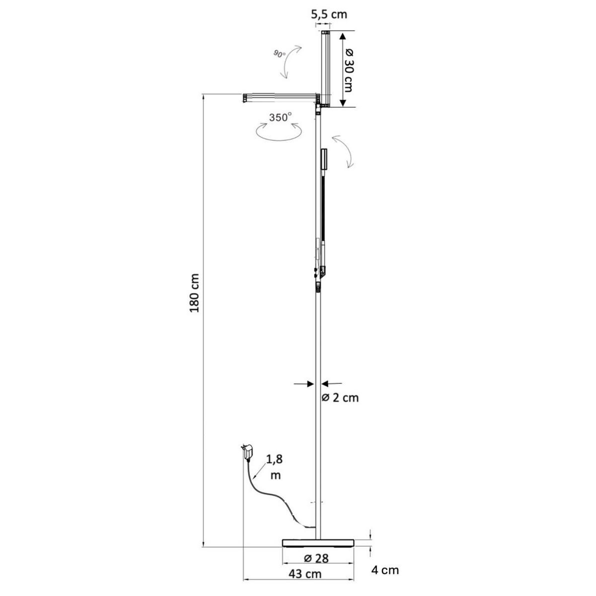 STEHLEUCHTE Pancho, Silber/Chrom, 430cm - Chromfarben, Metall (430/430/180cm) - KOSILUM