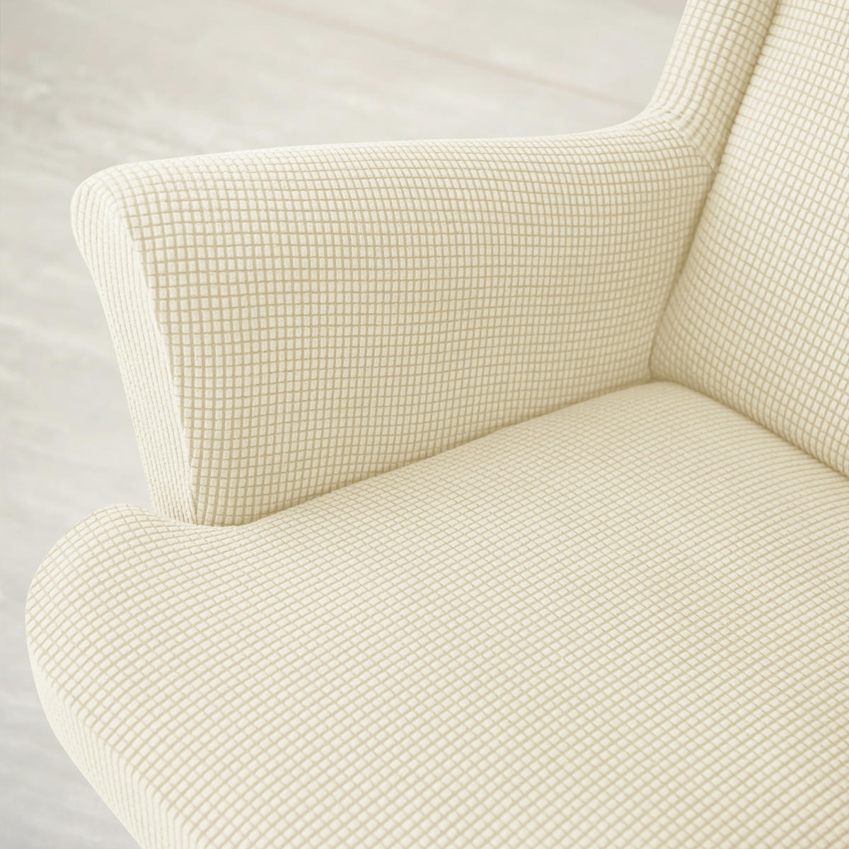 OHRENSESSEL ÜBERZUG Einfarbig Jacquard 2-Teilig - Beige, Textil (85/90cm) - Kaket