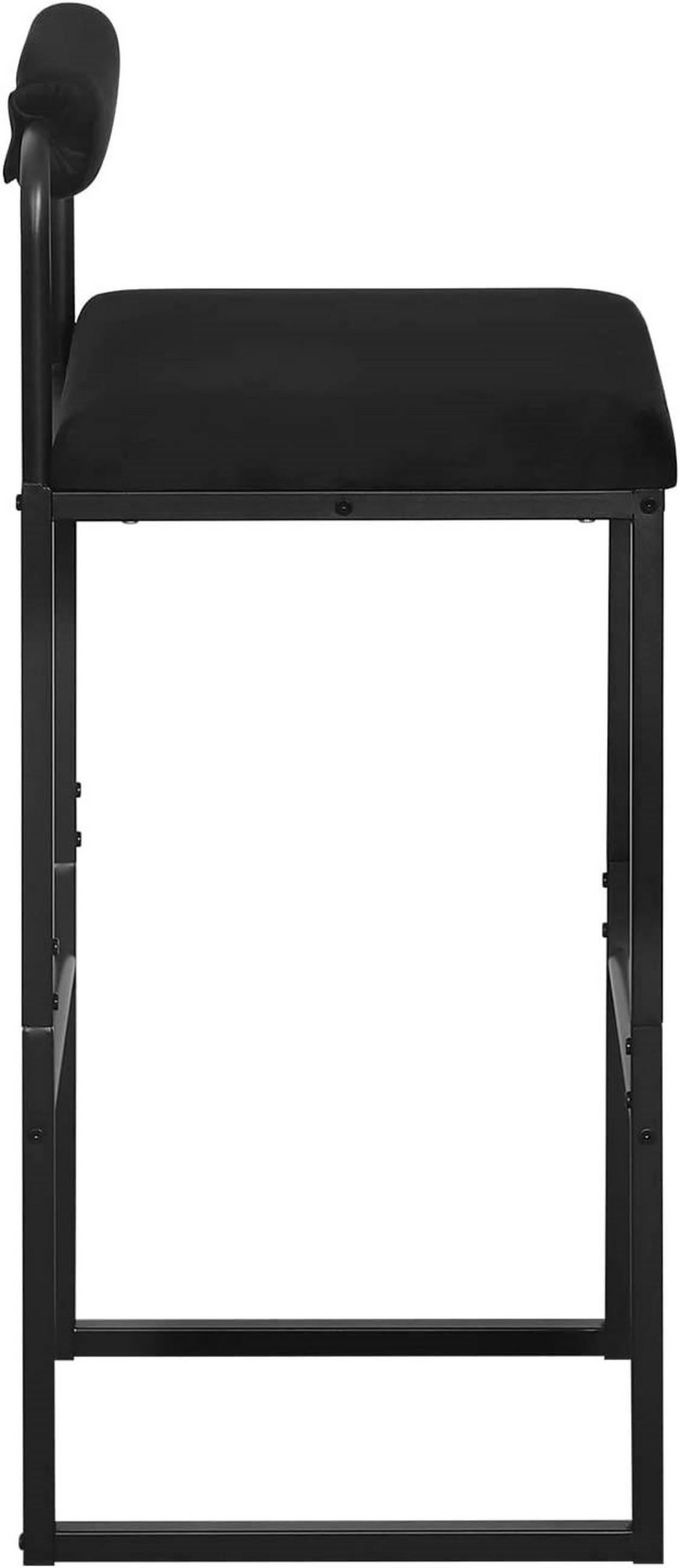 BARHOCKER 2er Set, Hochstuhl, Samt, Schwarz - Schwarz, Textil/Metall (39/95.5/38.5cm) - Woltu