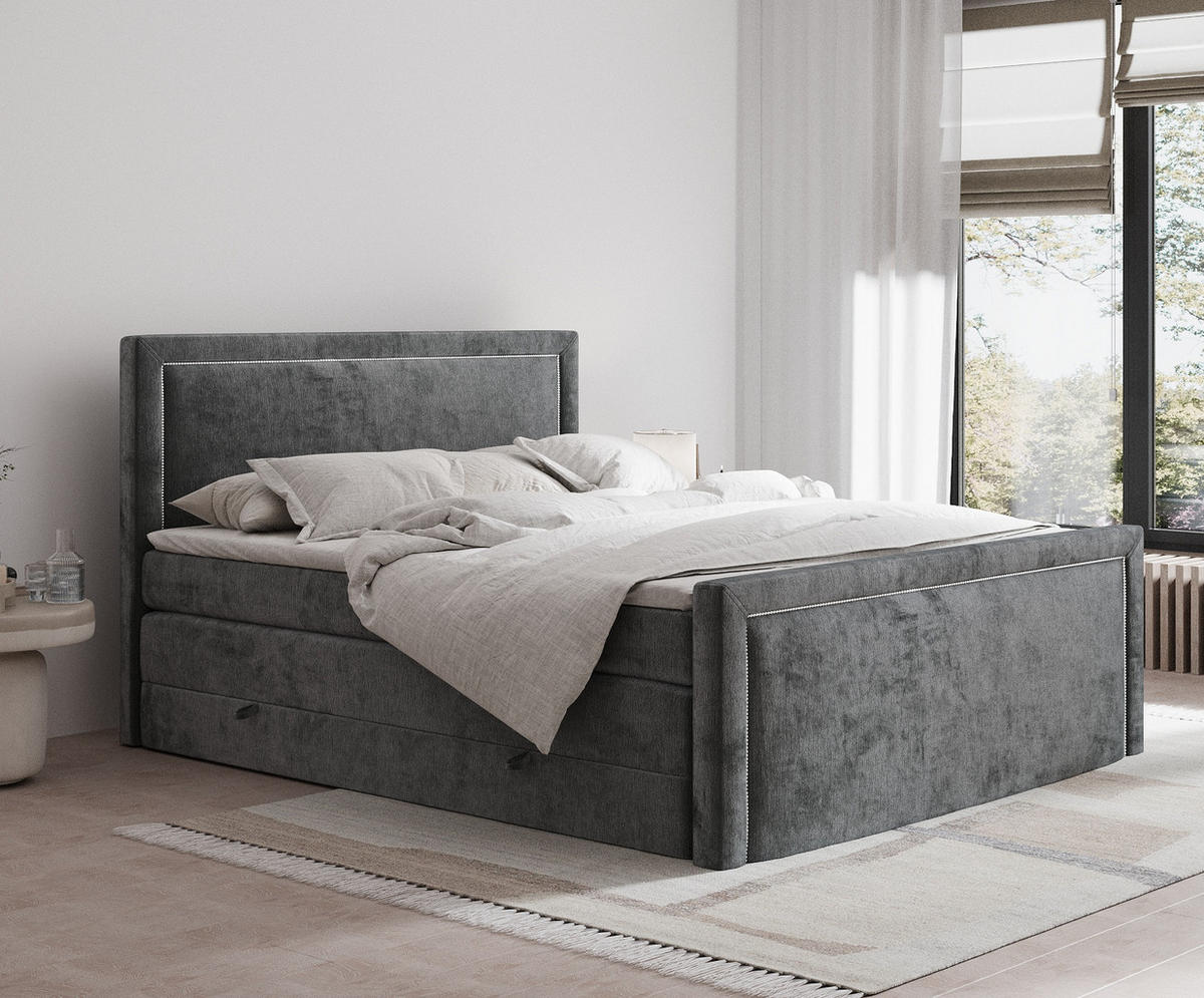 BOXSPRINGBETT Lavenda Anthrazit 180/200 cm - Anthrazit/Schwarz, Holz/Holzwerkstoff (180/200cm) - Maison de Reve