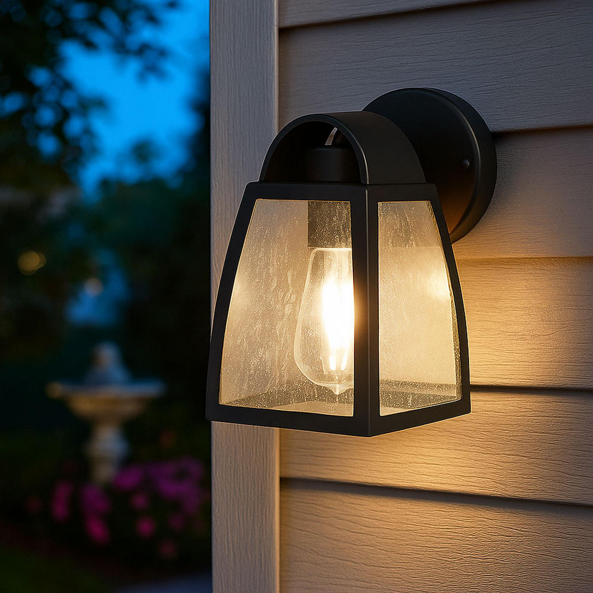 LED AUSSEN WANDLEUCHTE ALU Glas Schwarz 2er Set - Schwarz, Glas (20/12/12cm)