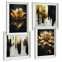 BILDER SET 4er Set - 50x50 cm & 40x60 cm Weißer Rahmen - Stilvolle moderne Blumen - Weiß, Kunststoff (50/50cm) - TULUP