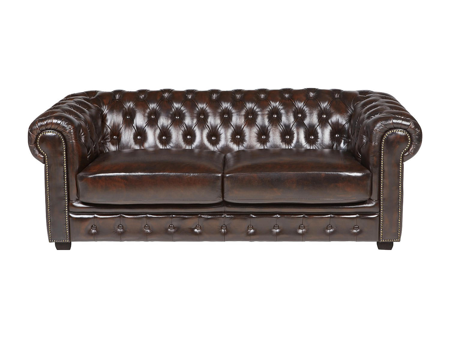SOFA ohne Schlafmöglichkeit - 3 Personen - Leder - Schokoladenbraun - - Dunkelbraun, Leder (201/73/96cm) - Vente-Unique