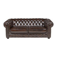 SOFA ohne Schlafmöglichkeit - 3 Personen - Leder - Schokoladenbraun - - Dunkelbraun, Leder (201/73/96cm) - Vente-Unique