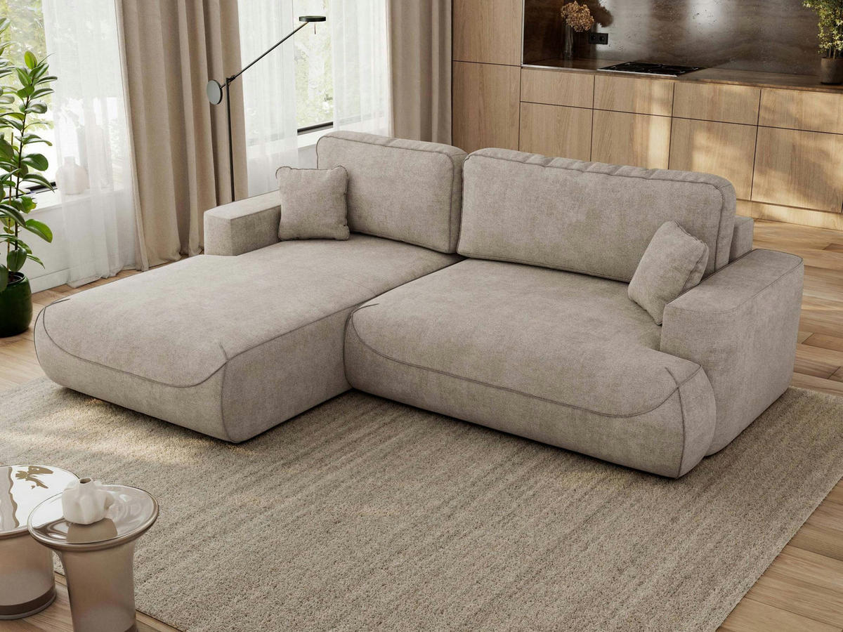 ECKSOFA OVO L Beige Struktur - Links Seite - Beige/Schwarz, Kunststoff/Textil (271/195cm) - MKS
