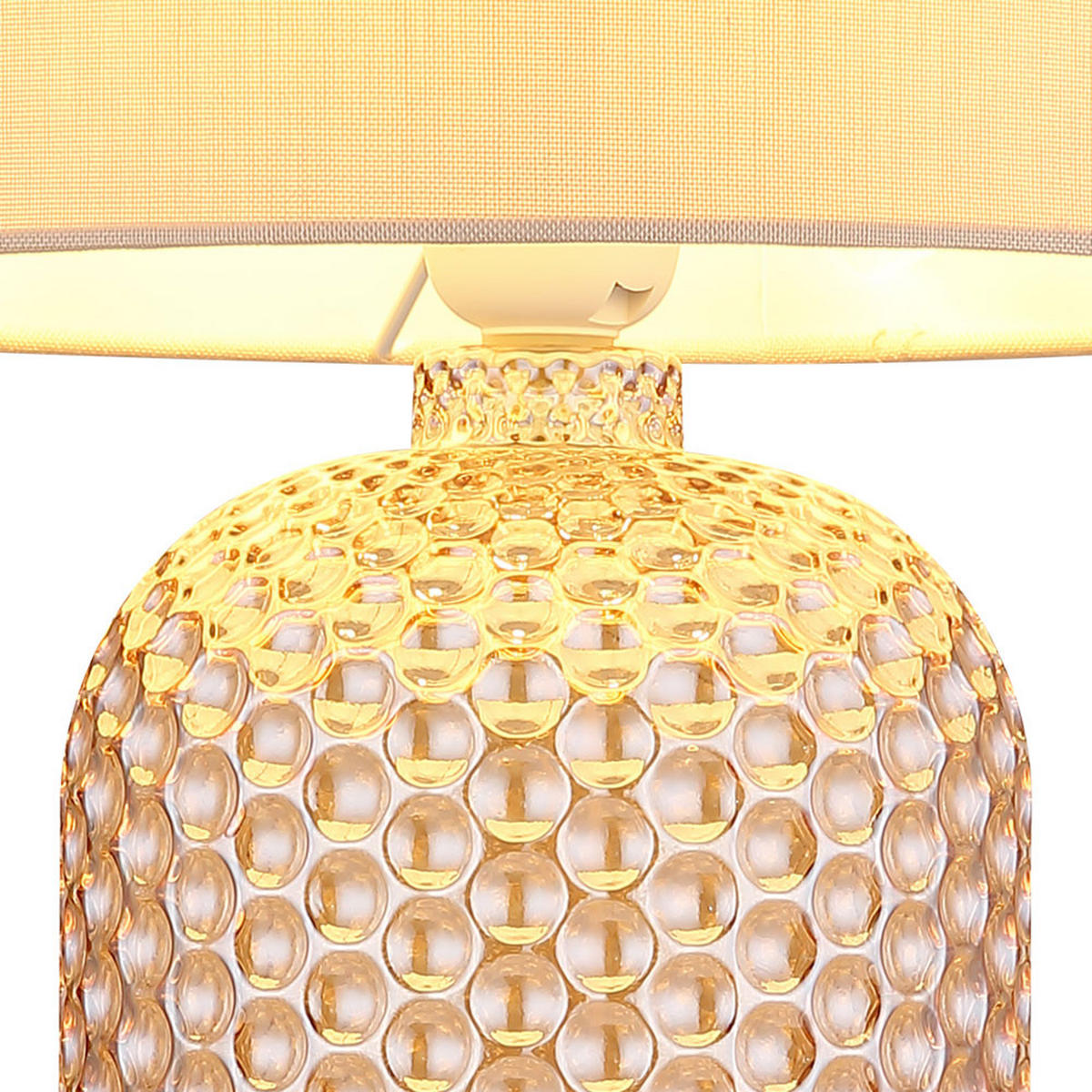 TISCHLEUCHTE SOFIA Champagner Textil Glas - Champagner, Glas (26.5/26.5/50cm) - Globo Lighting