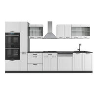 KÜCHENZEILE R-Line Weiß Landhaus/Anthrazit 350 cm mit Hochschrank ohne AP - Anthrazit/Creme, Holzwerkstoff (350/81.6/46cm) - Vicco