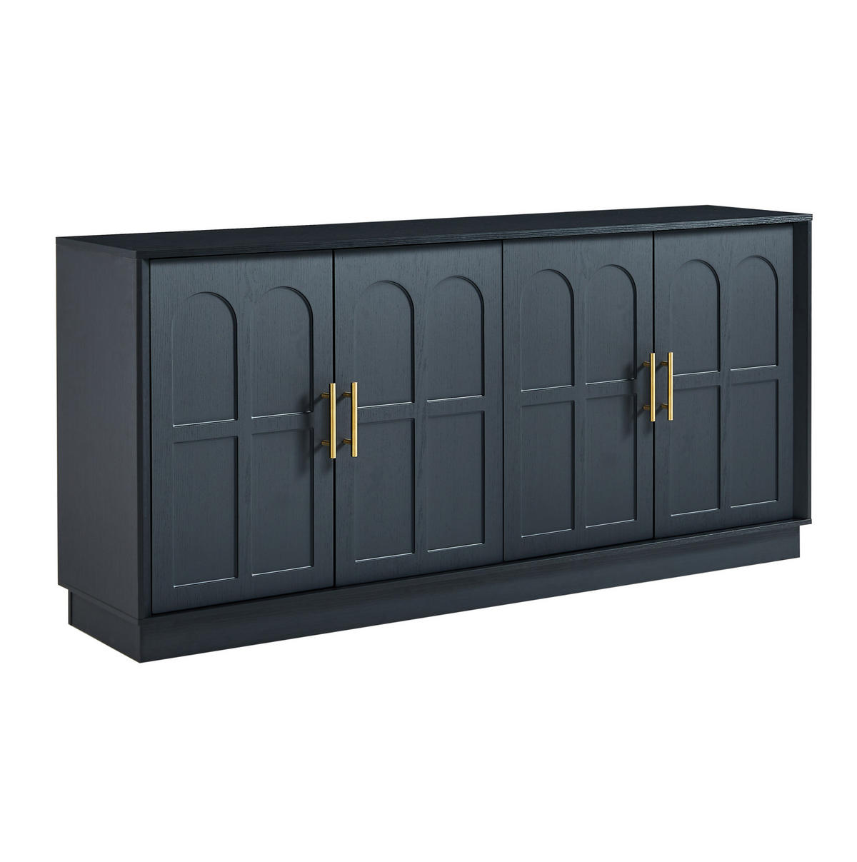 SIDEBOARD 169/40/80 cm in Schwarz mit geschwungener Front und viel Stauraum - Schwarz, Holzwerkstoff (169/80/40cm) - BEAOK