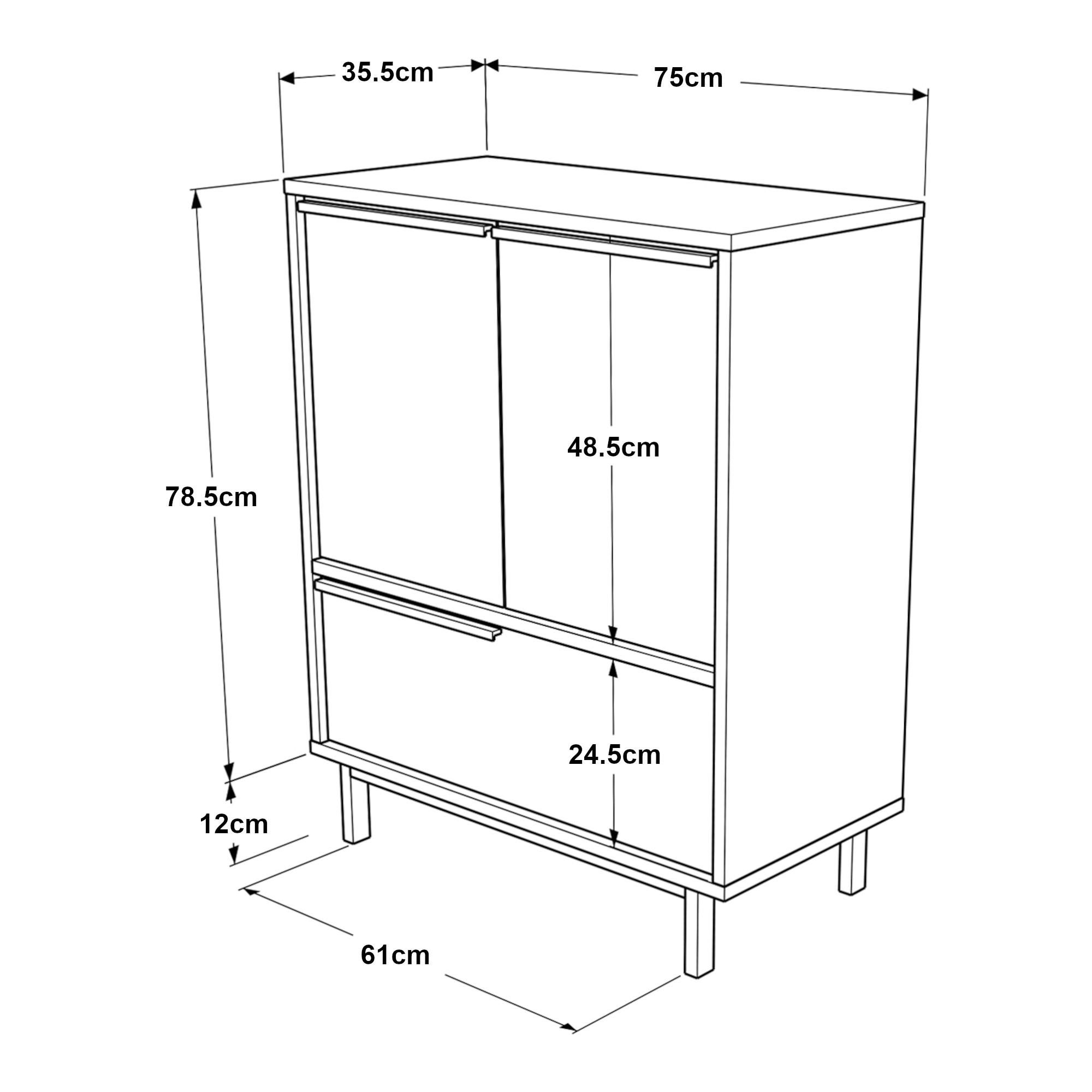 MEHRZWECKSCHRANK Vesanto - Eichefarben/Schwarz, Holzwerkstoff/Metall (75/90.5/35.5cm) - [en.casa]