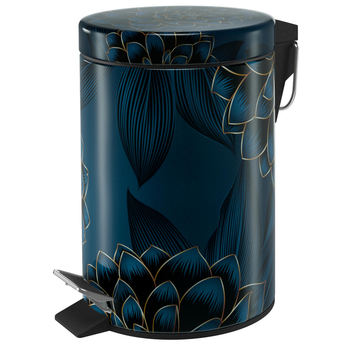 KOSMETIKEIMER Dahlien - Blau/Dunkelgrün, Kunststoff/Metall (17/25/25cm) - Sanilo