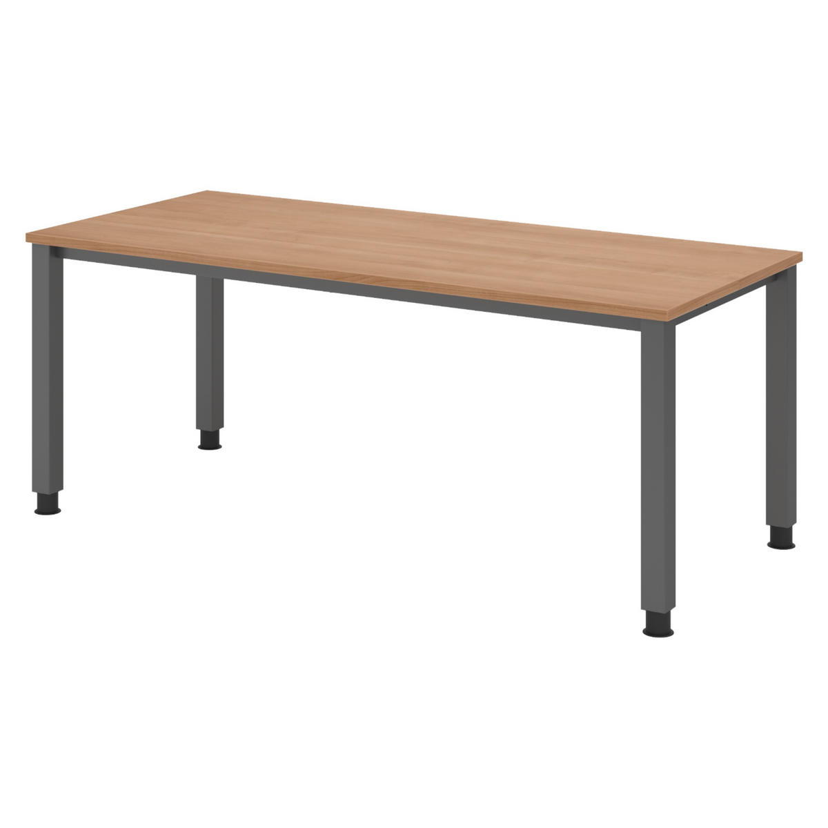 SCHREIBTISCH Serie-Q Gestell: Graphit 80/180/74 cm in Nussbaumfarben - Nussbaumfarben, Holzwerkstoff (80/180/74cm) - bümö