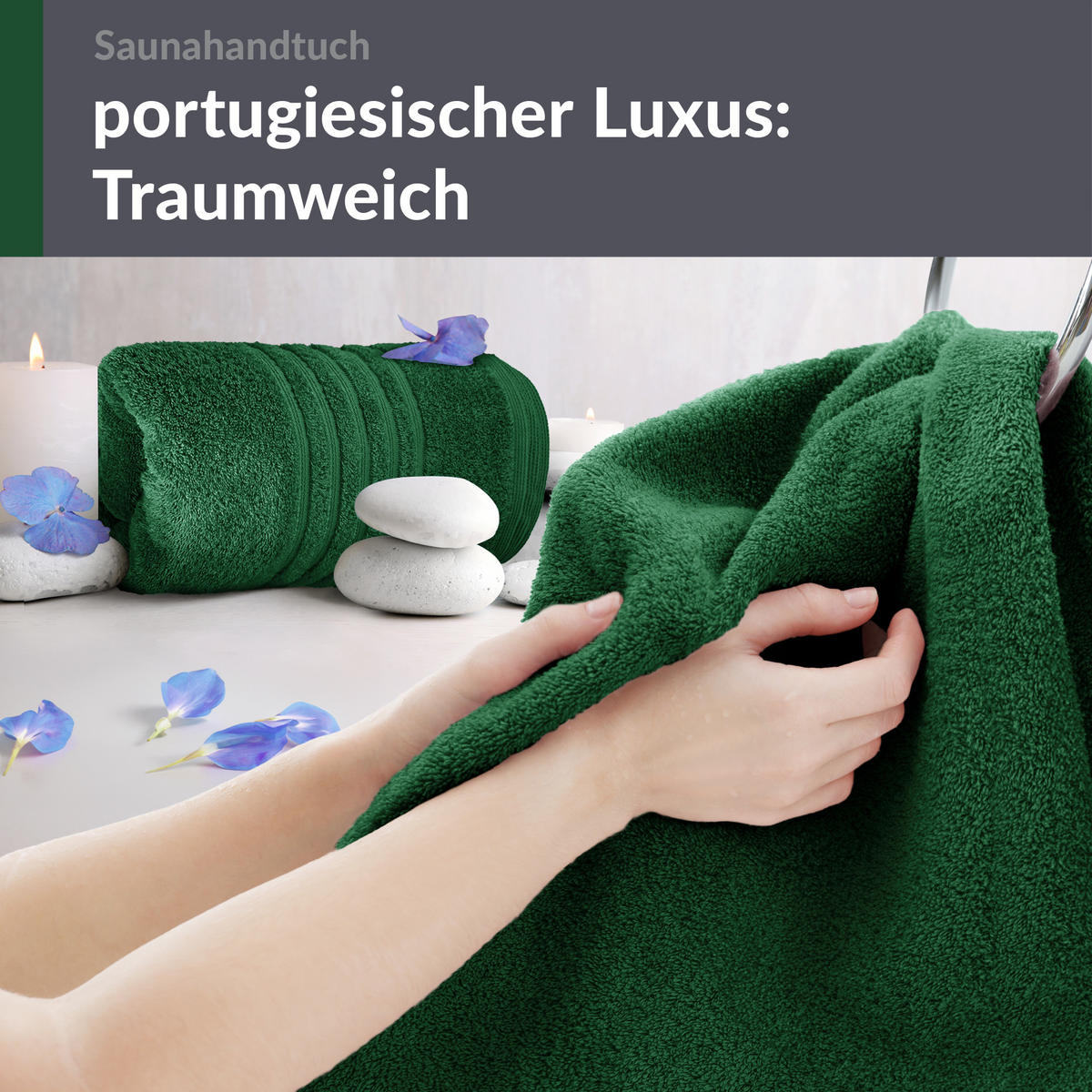SAUNATUCH 80x200 cm 2er Set London Tannen Grün - Waldgrün, Textil (80/200cm) - Lashuma