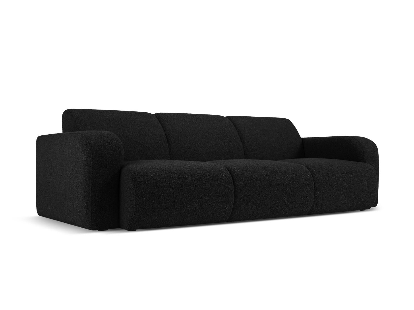 SOFA Molino aus Boucle schwarz 3 Sitzplätze - Schwarz, Textil (95/72/235cm) - Micadoni