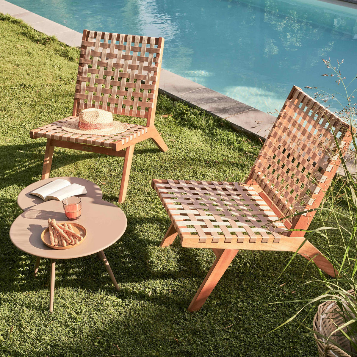 GARTEN-LOUNGETISCH, Taupe - Taupe, Metall (40/40/30cm) - Oviala