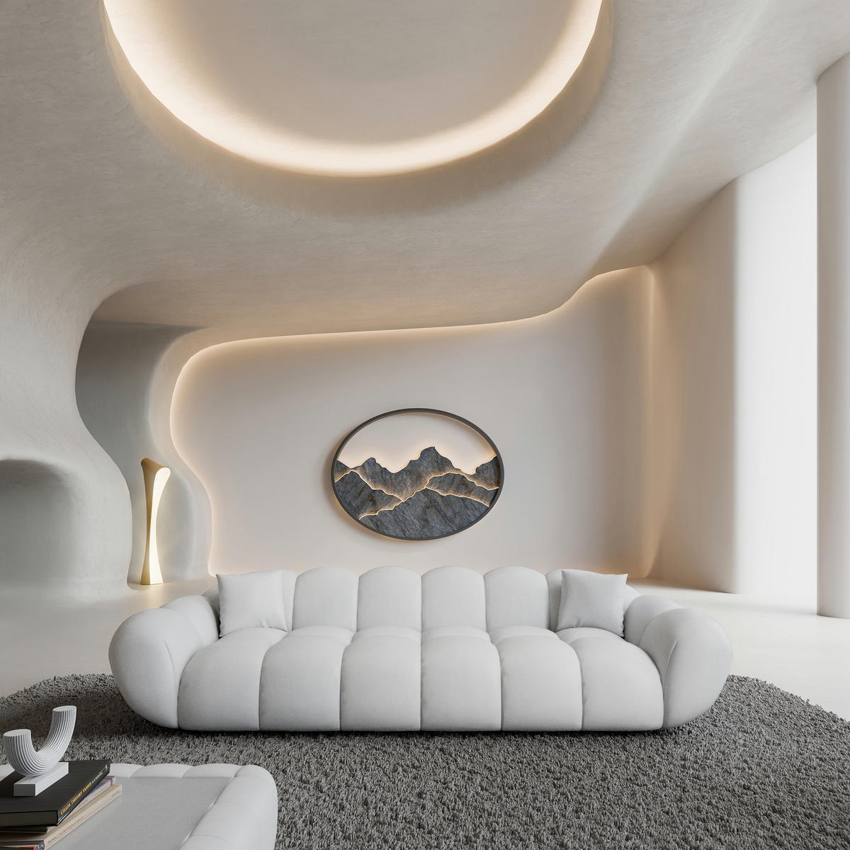 4-SITZER-SOFA Liva Weiß Kunstleder - Weiß, Kunststoff (265/70/93cm) - VAROYAL