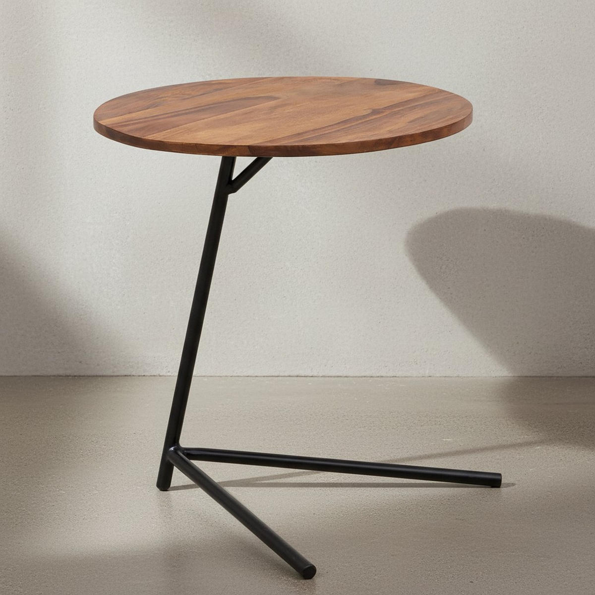 BEISTELLTISCH – Massivholz Metall große Platte Industrial - Schwarz/Braun, Holz/Metall (40/40/46cm) - KADIMA DESIGN