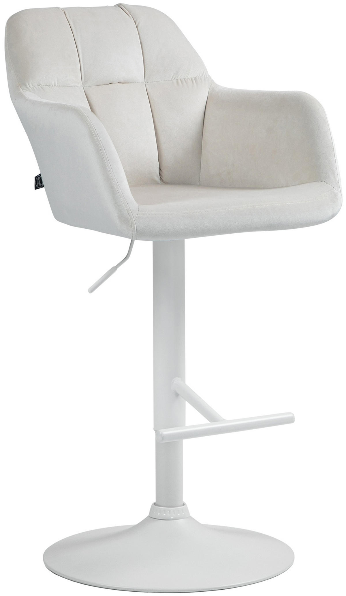 BARHOCKER Nardo Samt weiß creme - Naturfarben/Weiß, Textil/Metall (57/118/59cm) - TPFLiving