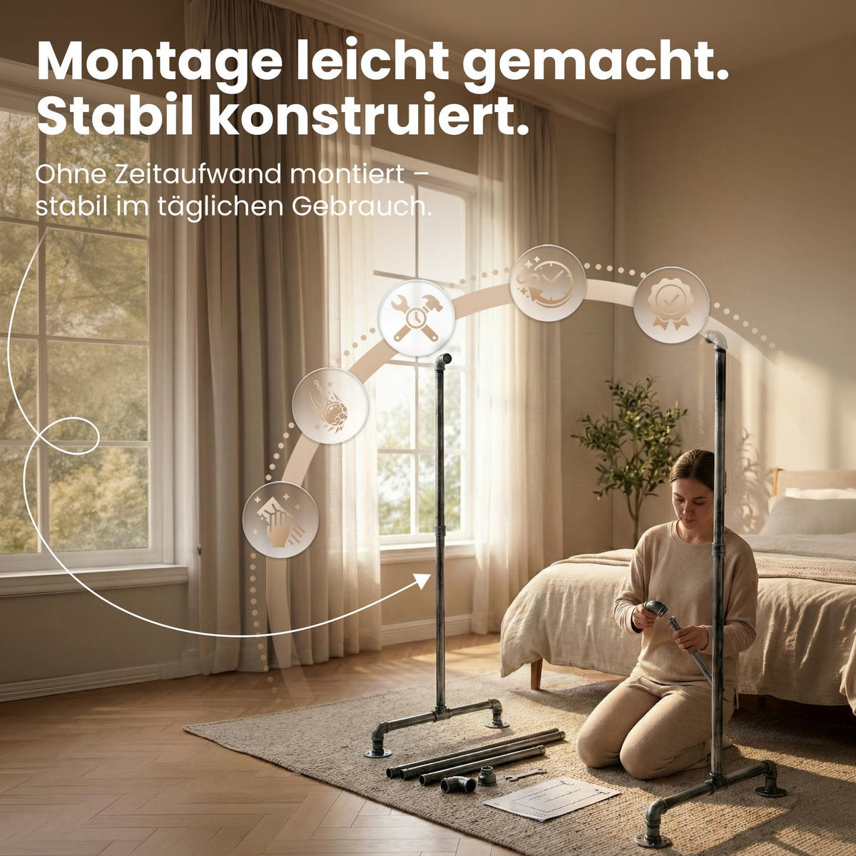 KLEIDERSTÄNDER 150 cm-silber-Metall - Silberfarben, Metall (150/150/55cm) - CLP