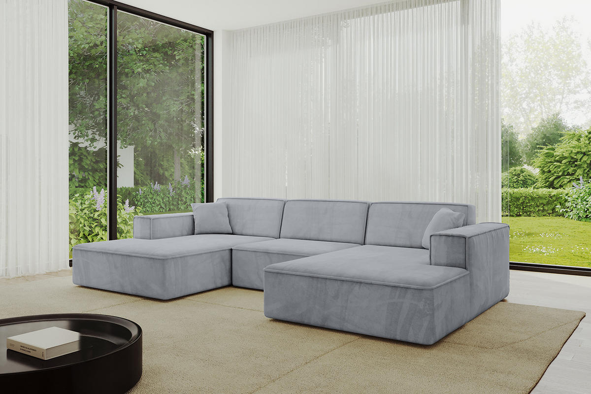 WOHNLANDSCHAFT IREA-U1-v4 - 303x171x79 cm Grau - Titanfarben, Holzwerkstoff/Textil (303/79/171cm) - ALTDECOR