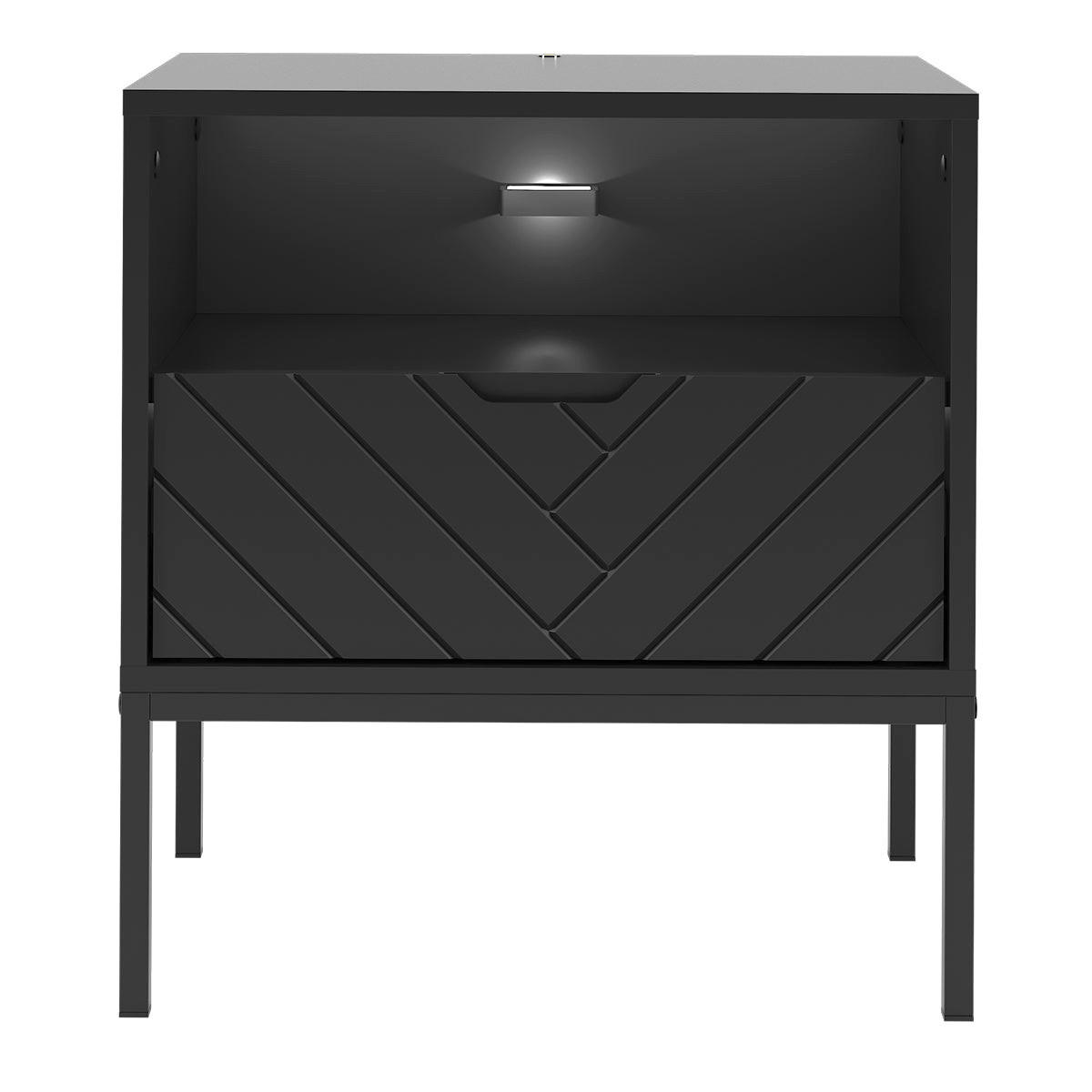 NACHTTISCH Daria Schwarz - Schwarz, Holzwerkstoff (53/77/39cm) - Petits-meubles