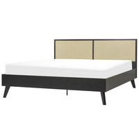 BETT 180/200cm Schwarz Monpazier - Schwarz, Naturmaterialen (180/200cm) - Beliani