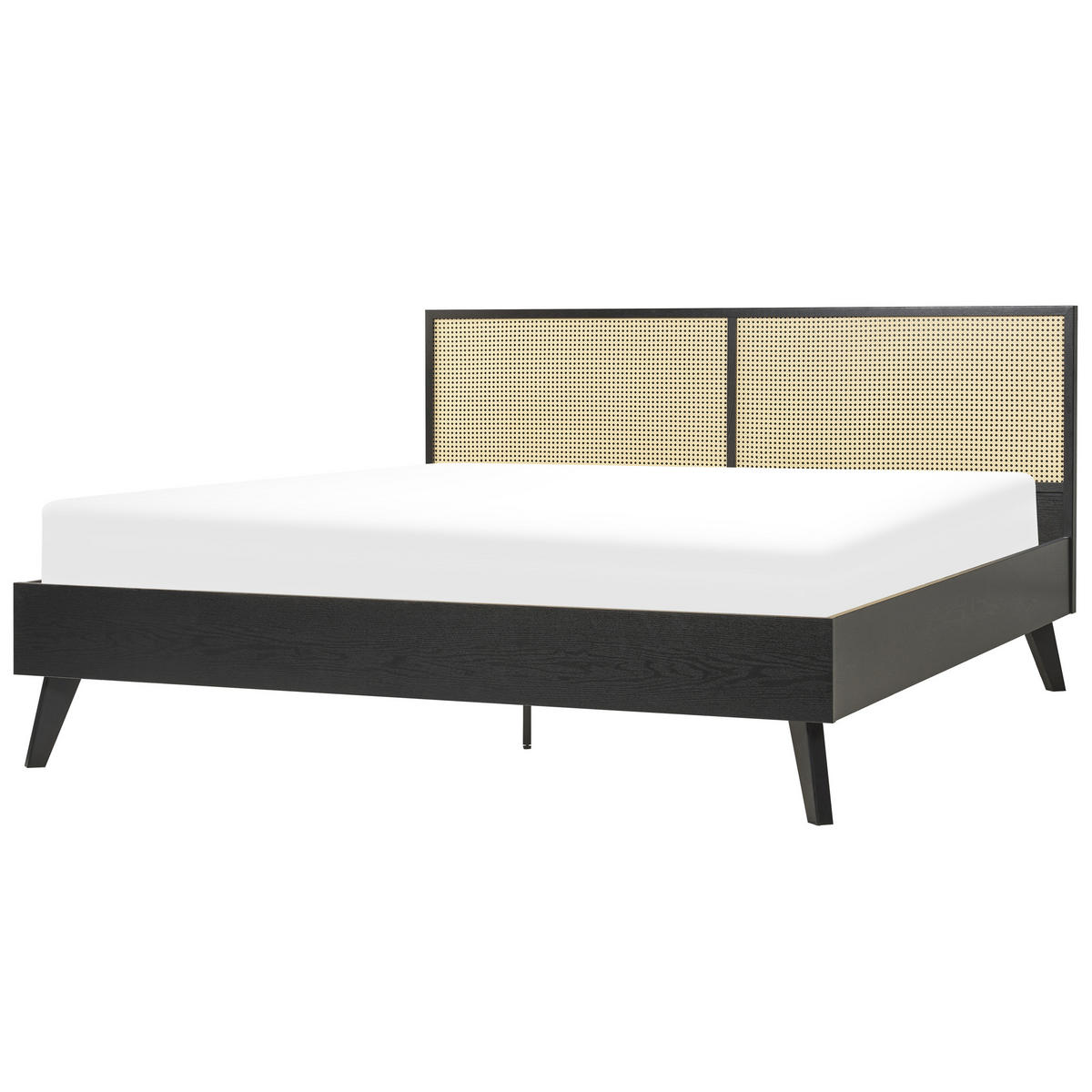 BETT 180/200cm Schwarz Monpazier - Schwarz, Naturmaterialen (180/200cm) - Beliani