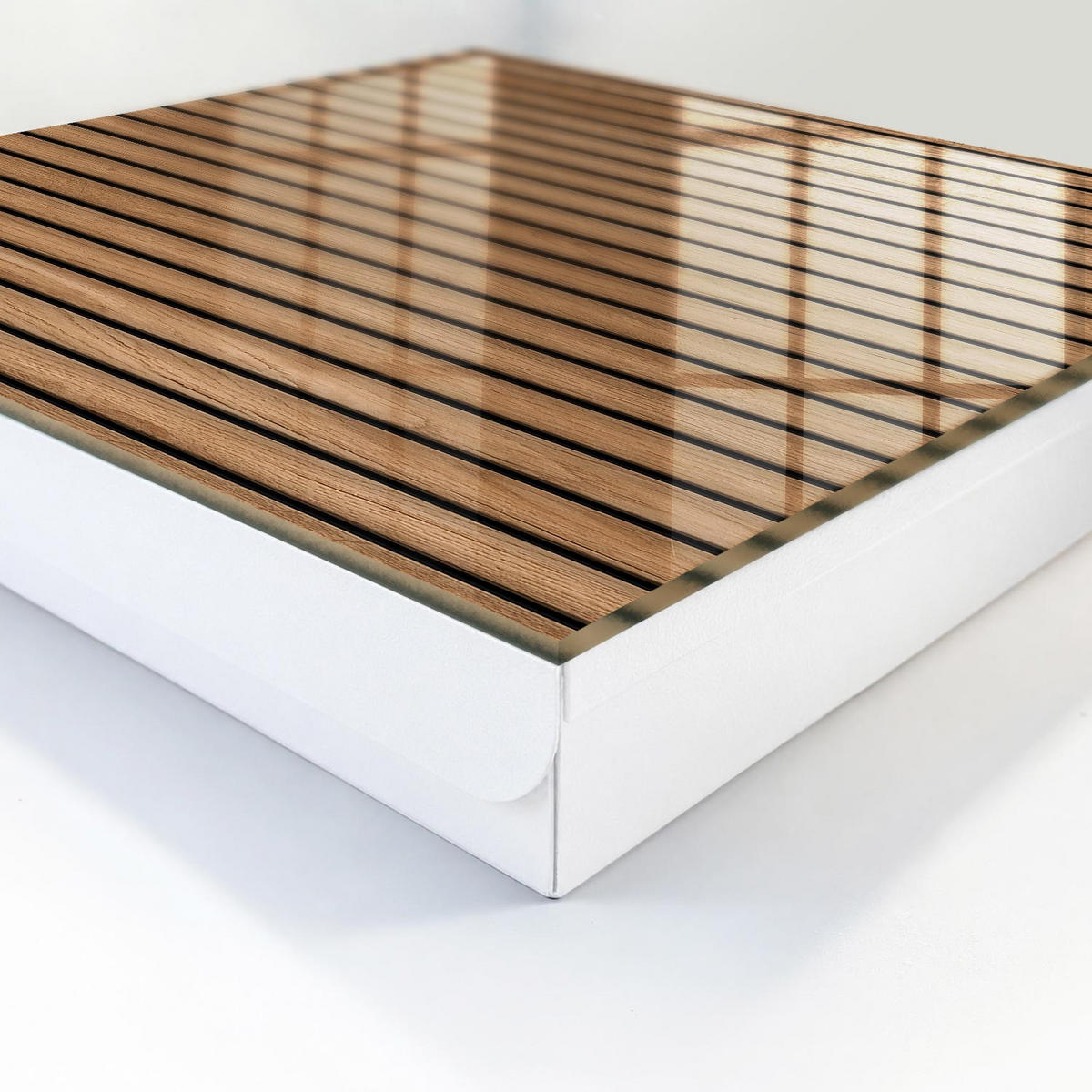 SCHLÜSSELBOX Weiß 30x30 cm – Türöffnung nach rechts - Holzpaneele - Braun, Metall (30/30/5cm) - TULUP