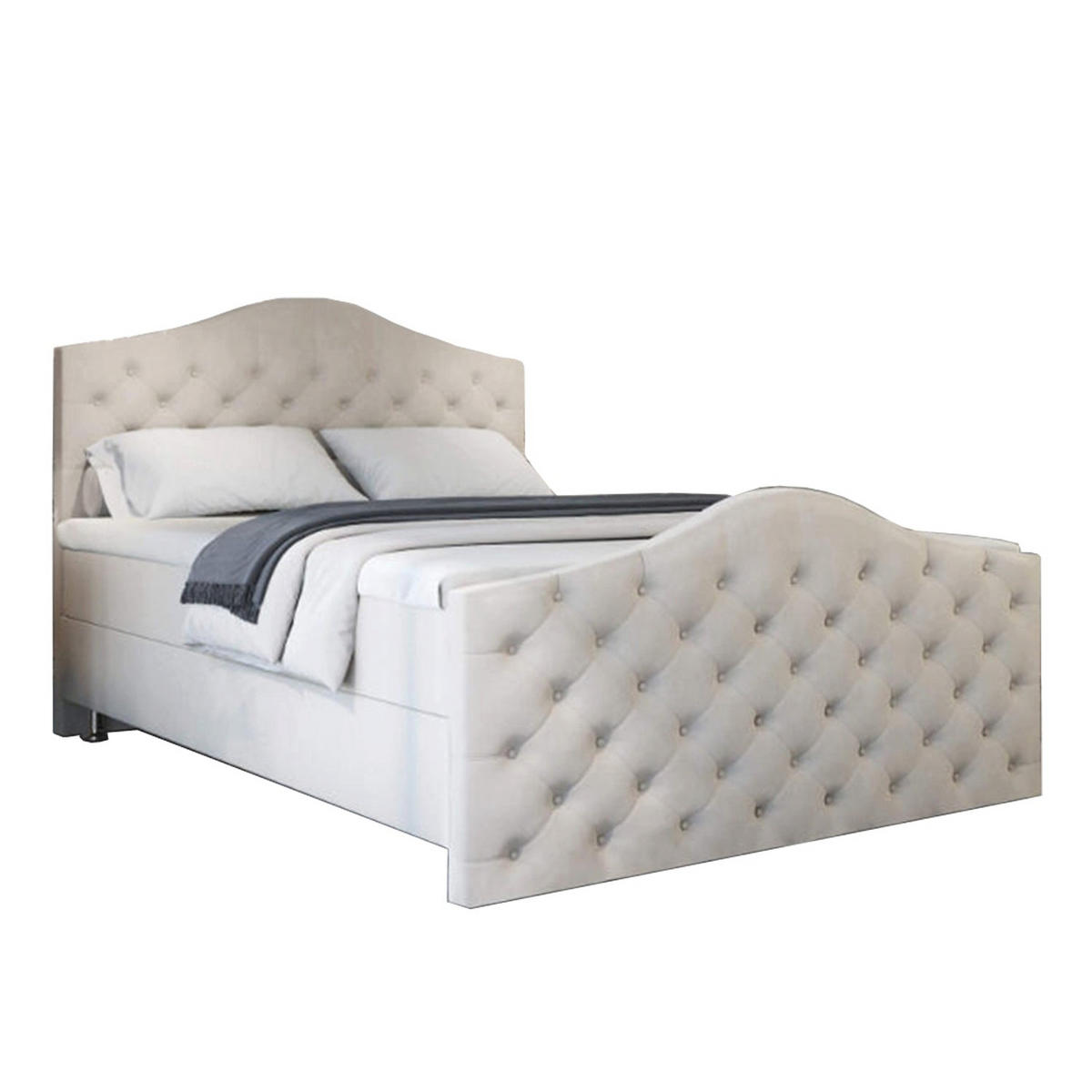 BOXBETT Roma Bonellfederkern inkl. 7-Zonen Topper T-30 mit Bettkasten - Weiß, Holz/Holzwerkstoff (180/200cm) - Best For Home