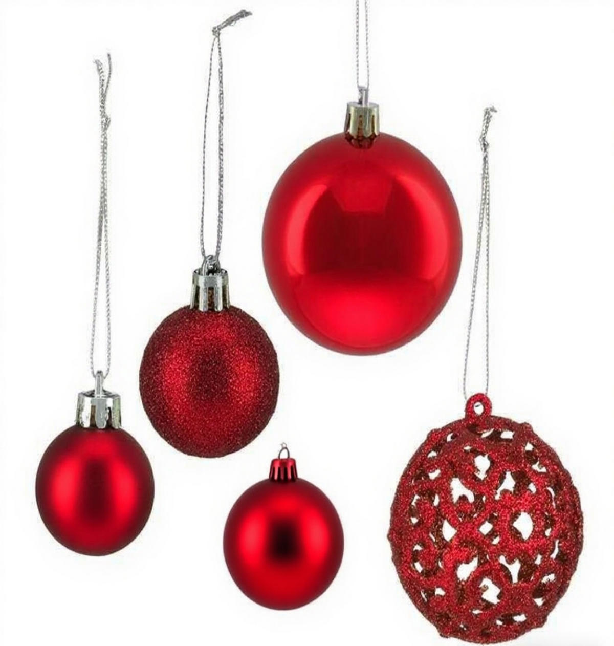 WEIHNACHTSKUGELN 50 Stk. - Multicolor, Kunststoff (6/7/6cm) - Relaxdays