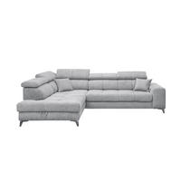 ECKSOFA mit Schlaffunktion und Bettkasten, Luxus-Mikrofaser - Hellgrau/Schwarz, Textil/Metall (282/198cm) - ed exciting design