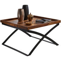 COUCHTISCH Quadratisch, Sheesham Holz und Eisen, Industrial-Stil, Maße 63x39x63 cm - Schwarz/Braun, Holz/Metall (63/63/39cm) - KADIMA DESIGN