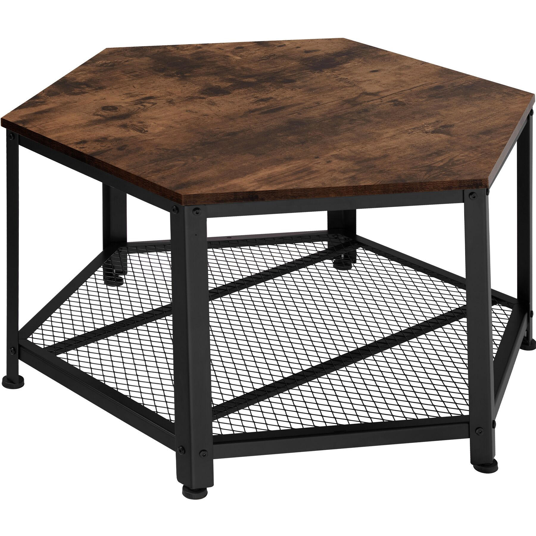 COUCHTISCH Norwich,86,5 x 75 x 46,5 cm,Industrial Holz dunkel, rustikal - Rostfarben, Holz (75/86.5/46.5cm) - tectake