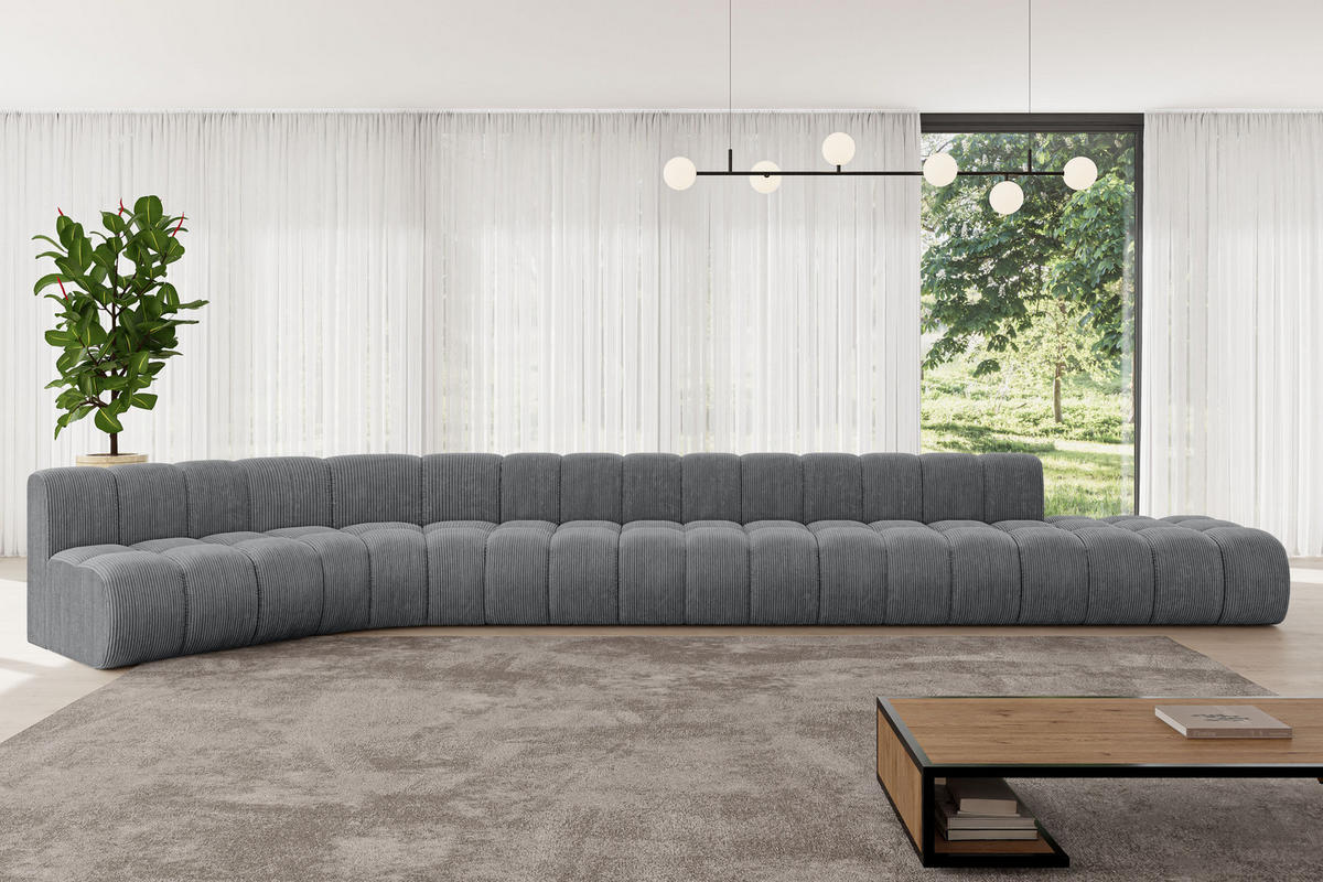ECKSOFA modulares Sofa Brilo-L3 - 562x174x70 cm Dunkelgrau - Dunkelgrau, Holzwerkstoff/Textil (562/174cm) - ALTDECOR