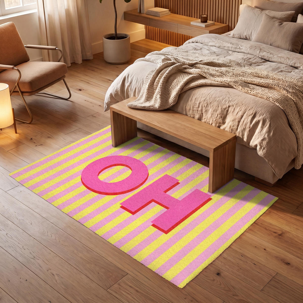 TEPPICH - Text - Streifen - Rosa - 180x120 cm - Pink, Kunststoff/Textil (180/0.4cm) - OnlyWow