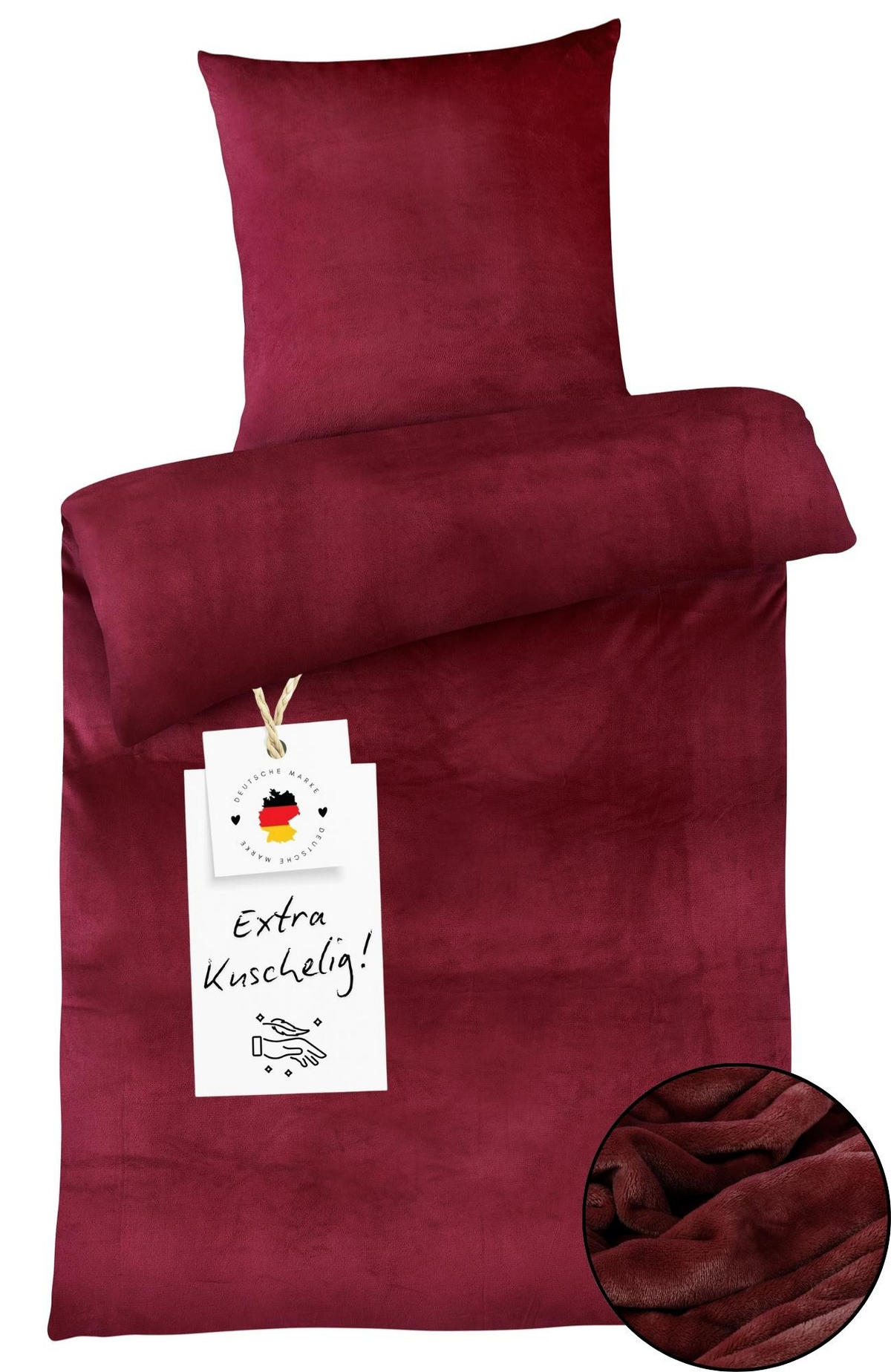 WINTER-BETTWÄSCHE 155x220 Cashmere-Touch Warmer Winter Bettbezug Kuschelig Bordeaux - Bordeaux, Textil (155/220cm) - Carpe Sonno
