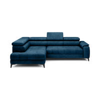 ECKSOFA CHIVAS Freistehend , Schlaffunktion, 278×197×76/98 cm, Stoff - Element, Königsblau, Linke Seite - Schwarz/Dunkelblau, Holz/Textil (278/197cm) - DomoHome