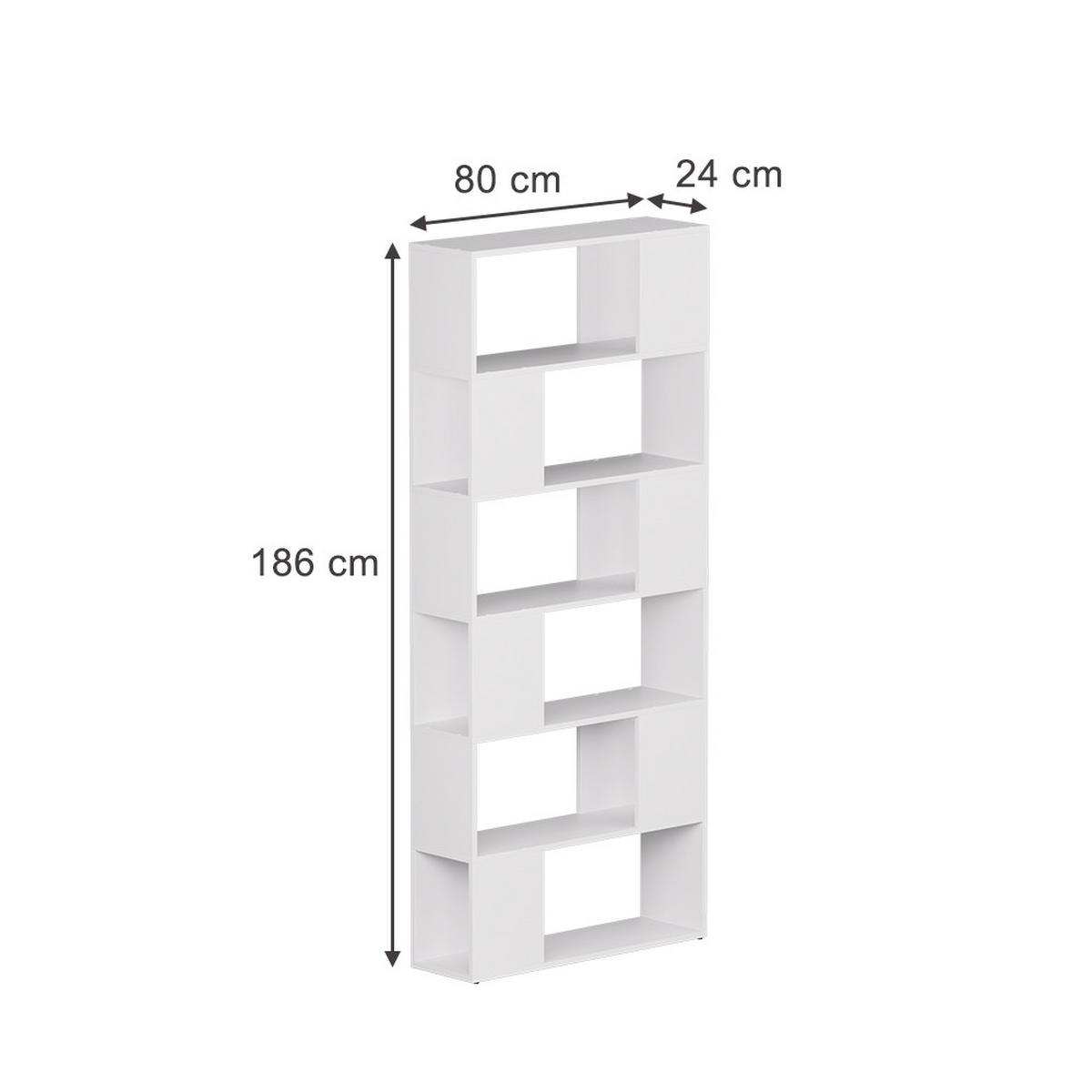 RAUMTEILER Eneos Weiß 80 x 186 cm - Weiß, Holzwerkstoff (80/186/24cm) - Vicco