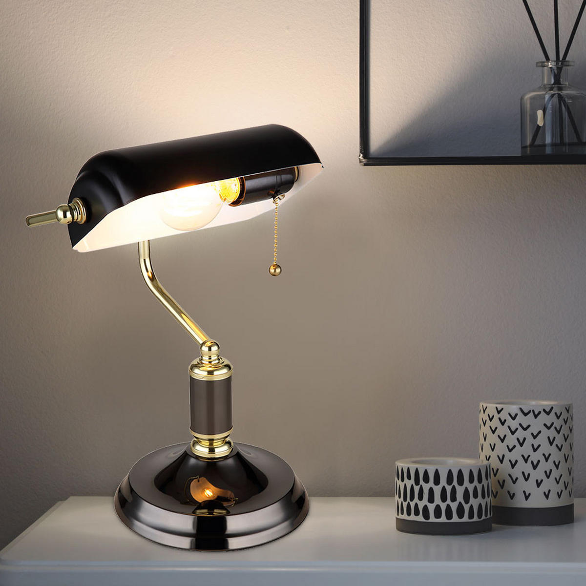 LED TISCHLEUCHTE Metall Anthrazit - Schwarz, Glas (26.5/18/34cm) - Globo Lighting