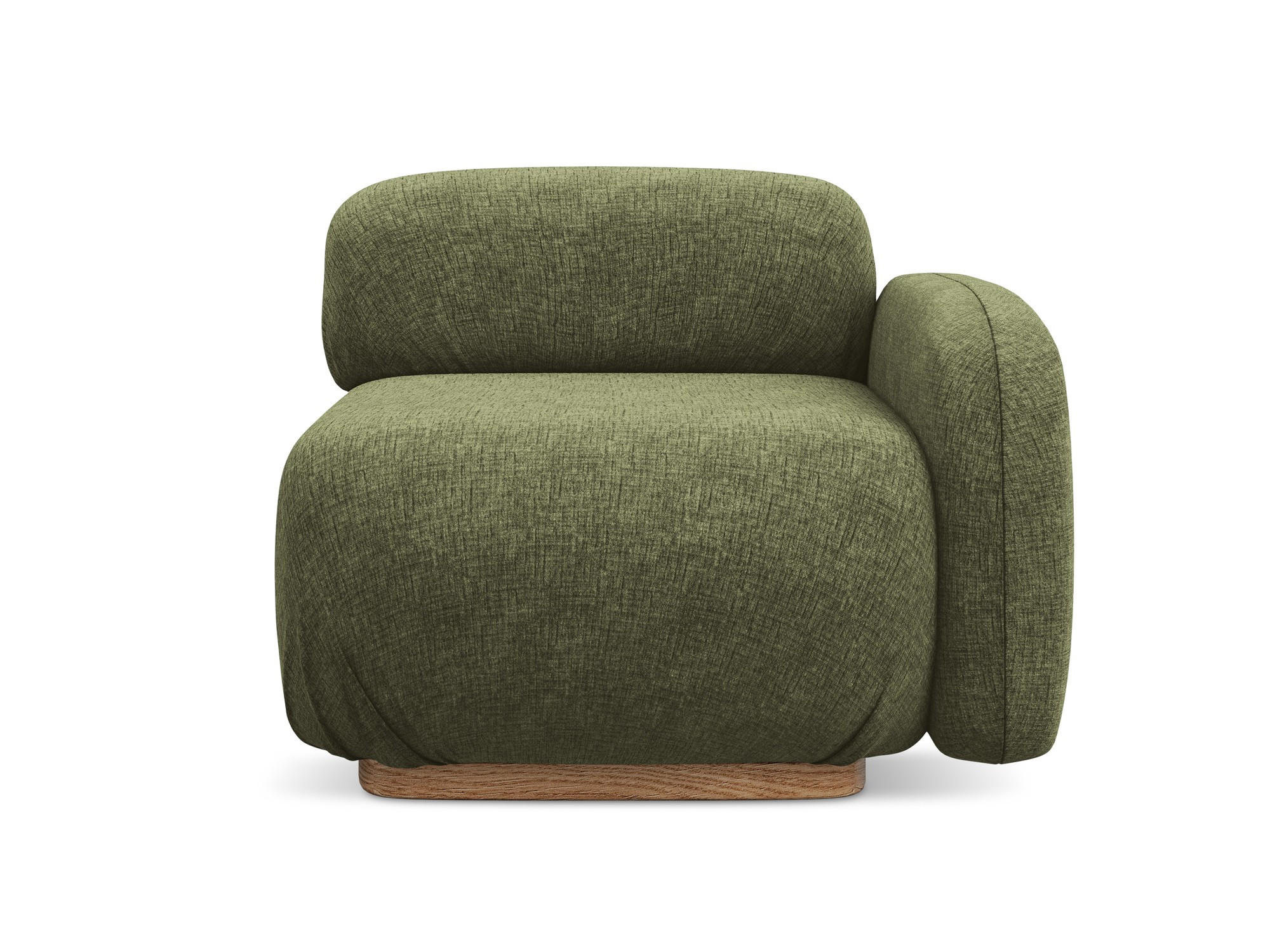SOFAELEMENT Rechts Chenille Stoff Grün - Braun/Olivgrün, Holz/Textil (95/73/95cm) - Makamii